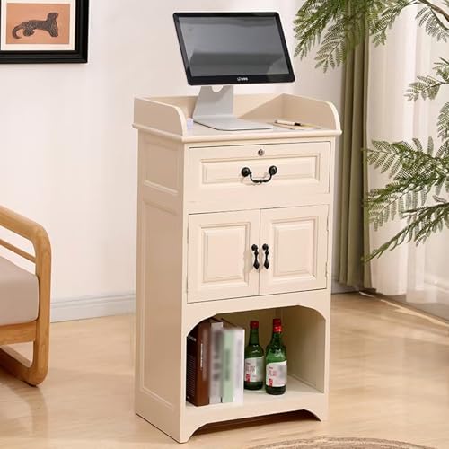 Comptoir de réception blanc pour petits espaces et caisse moderne