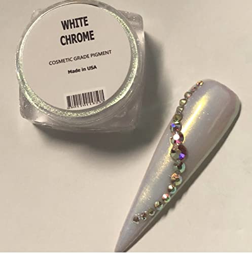 Nail Gang Pro Mirror Effect White Chrome Nail Pigment Powder Smokey Black Nail Polish Powder Color Laser Glitter Powder Sequins Nail Art Decoration Tool Smokey Eyes Make Up Crafting (C4) #TOP5