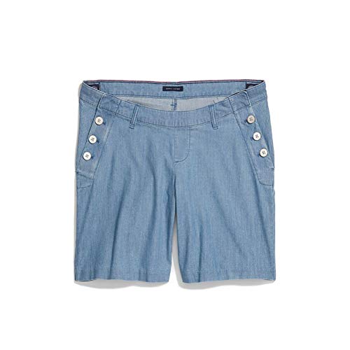 Tommy Hilfiger Adaptive Stretch Shorts Seated Fit with Velcro Brand Closure and Magnetic Fly Light Wash 2 8