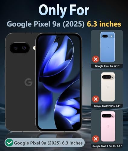 Image of FNTCASE for Google Pixel 9a Case: Military Grade Drop Protection Anti Yellowing Cell Phone Cover - Rugged Shockproof Protective Bumper Transparent Cases(Black)