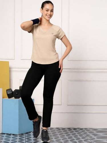 Image of UZARUS Women's V-Neck Regular Fit Gym T-Shirt Soft, Lightweight & Quick-Dry Fabric Activewear Top for Workout, Yoga, Running, Exercise, Casual