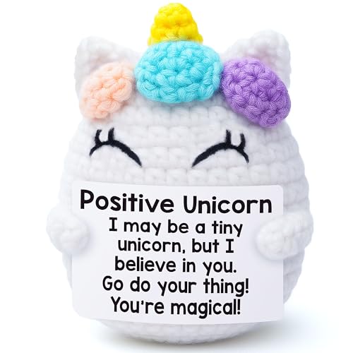 Unicorn Gifts Bosses Day Gifts for Boss Lady, Christmas Birthday Gift for Women Teen Teacher Friends Wife, Handmade Positive Crochet Unicorns Stuff Desk Decor for 6 7 8 9 10 11 13 Year Old Girls