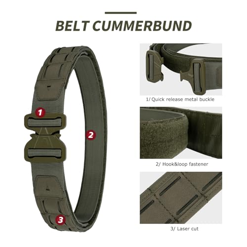 YAKEDA Tactical Airsoft Battle Belt–Men's Molle Belts 1.75" & 1.5" Rigger Heavy Duty Belt (Tan, L)3