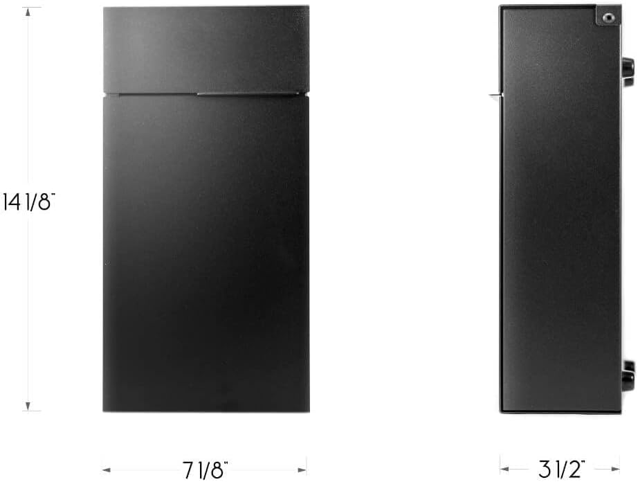 City Personalized, Vsons Modern Design Mailbox, Black Powder Coated, Wall-Mount Mailbox Vsons Design