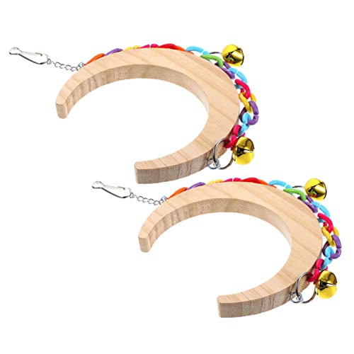 KESYOO 2Pcs Bird Swing Stand Moon Shape for Parrots and Parakeets Durable Design for Bird Training Supplies Easy to Install Bird Perch for Home Decoration