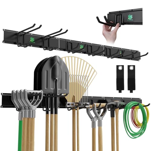 Zostera 48" Garage Tool Organizer Wall Mount - 500lbs Garden Tool Organizer with Adjustable Hooks, Heavy Duty Metal Garage Storage Rack
