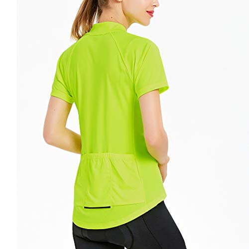 Catena Women's Cycling Jersey Short Sleeve Shirt Running Top Moisture Wicking Workout Sports T-Shirt Yellow #TOP1