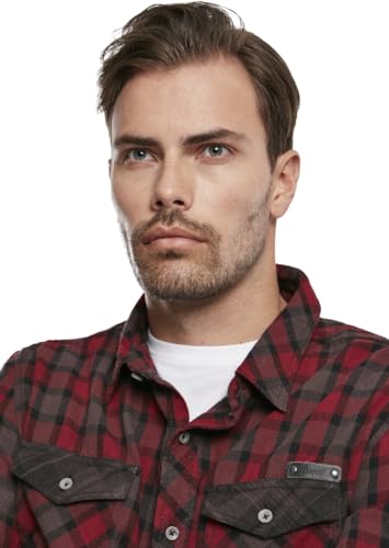 Camicia Maniche Lunghe Di Brandit - Duncan - S A Xxl - Uomo - Rosso/Grigio - 8