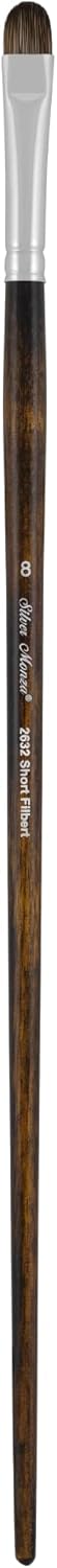 Silver Brush Limited 2632-8 Monza Short Filbert Paintbrush for Oil, Acrylic, and Heavy Body Paints, Size 8, Long Handle