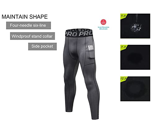 YUSHOW 2 Pack Mens Thermal Pants Men Running Tights Workout Leggings, Thermal Bottoms for Men Sports Compression Base Layer4