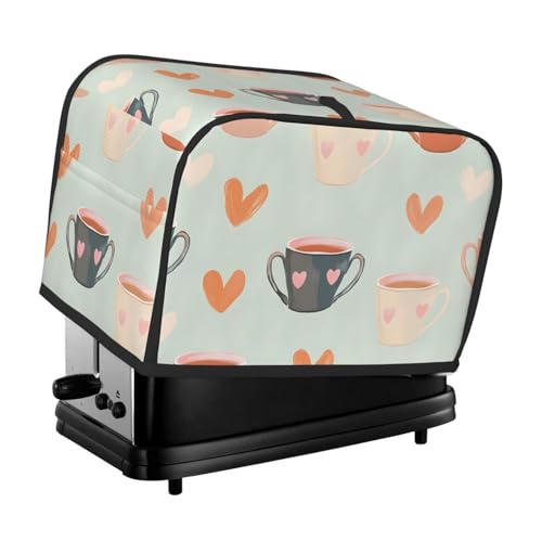 Cute Cup Toaster Cover 2 Slice, Coffee Heart Toaster Cozy