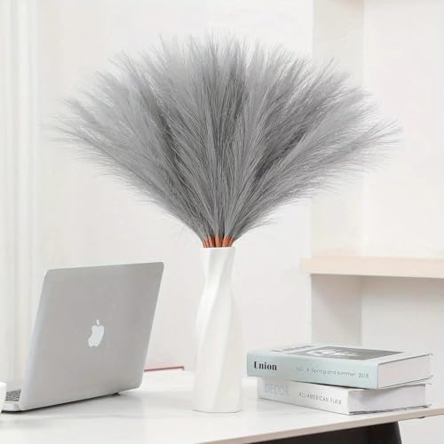 VIDSTW 30 Piezas Artificiales De Pampas, 55CM Pampas Secas Decoracion Boda Pampas Grass Hierba De Pampa Grass Grande Decoración de Ramo Seco Boho para Decoración del Hogar (Gris Claro)