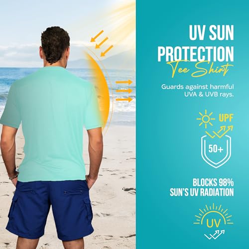 Banana Boat Men Rash Guard Short Sleeve tee Shirt for Men 100% Polyester | Waterproof | UPF 50+ | UV Protection | Quick-Dry | Sea Foam Medium2