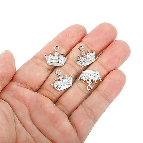 PATIKIL Crown Charm, 50Pcs Mini Crown Pendant Charm Bulk Metal Designer DIY for Making s s Wedding Crafts Queen Silver - Image 4