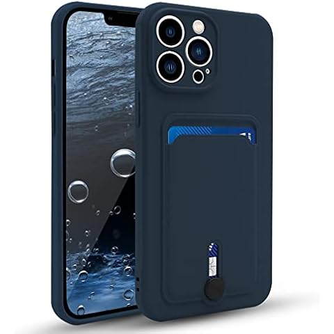 Naiadiy Silicone Wallet Case with Card Holder (for iPhone 13 Pro Max 6.7 Inch 2021) - Upgrade/Blue Cover