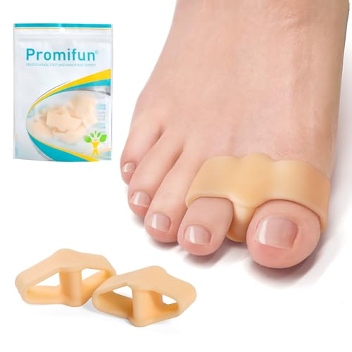 Image of Promifun Gel Toe Corrector, 10 Pack of Toe Separators with 2 Loops, Big Toes Spacer for Bunion Pain and Overlapping Toe - Beige