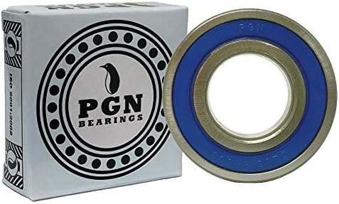 PGN (2 Pack) 6206-2RS Bearing - Lubricated Chrome Steel Sealed Ball Bearing - 30x62x16mm Bearings with Rubber Seal & High RPM Support