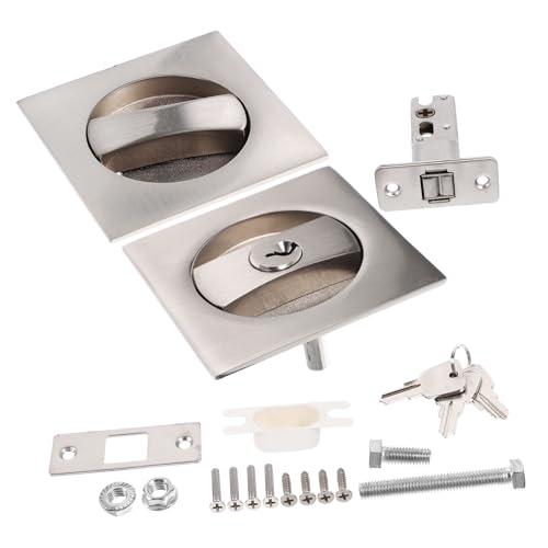 Gadpiparty 1 set Cerradura Invisible para Puerta de Bolsillo Llave Moderno Herraje de Privacidad para Puertas de Bolsillo Construcción de Metal Acabado Cepillado para Uso en Hogar