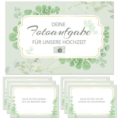 HOWAF 50 Fotoaufgaben Hochzeit - Unterhaltsames Hochzeitsspiel für Gäste, Fotospiel Hochzeit Fotoaufgaben, Hochzeit Fotoaufgaben für Gäste, Fotobox Accessoires Hochzeit für Gästebuch Hochzeit