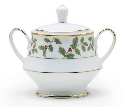 Noritake Holly & Berry Gold Sugar Bowl with Cover