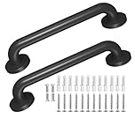 Sobinu | Metal Industrial Stairs Grab Handrail – Indoor & Outdoor Staircase, Deck & Step Safety Rail – 16 Inch (2-Pack) Matte Black – Heavy-Duty Anti-Rust Grab Bar