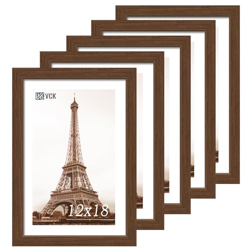 VCK 12x18 Frame 5 Pack, High-End Brown Wood, for Poster Artwork