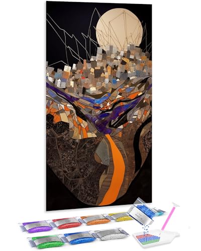 DIY Pintar con Diamantes 5D con Kit Completo de Paisaje Abstracto de 70x40 cm