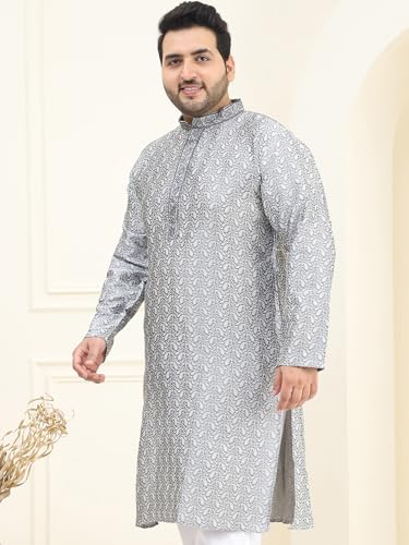 Image of SOJANYA Plus(Since 1958), Men's Silk Blend Self Design ONLY Long Kurta