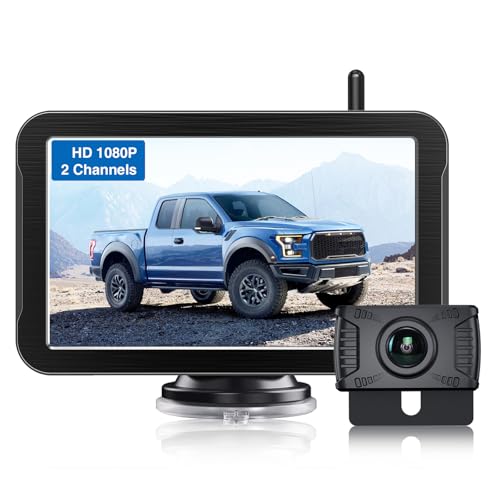 PARKVISION Rückfahrkamera Kabellos 7 LCD Monitor Stabile Digitale Funkübertragung Funk Rückfahrkamera Auto Kamera 12V-24V für Wohnmobil LKW PKW SUV Pickups