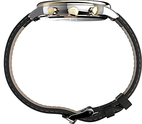 TIMEX Men Leather 3 Hands Analog Black Dial Coloured Quartz Watch, Round Dial with 45 Mm Case Width - Tw2U39100Uj, Band Color-Black - Image 2