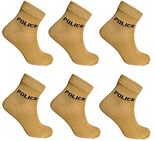 Image of Police Socks For Men Women Khaki Ankel Length Cotton Spandex Ankle Length Versatile Comfort Beige Socks Pack Of 6 Pairs, Khaki | Beige