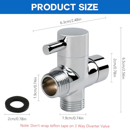 Image of HASTHIP 3 Way Shower Diverter Valve Plated Copper, G1 /2 Thread for Bathroom | Controls Water Routing, Supports Handheld Shower, Bidet or Sprayer, Plated Copper Body, Lever Operation