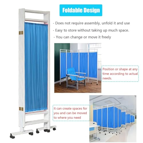 Cloison mobile pliante avec roues verrouillables pour isolation et intimité des soins - 6