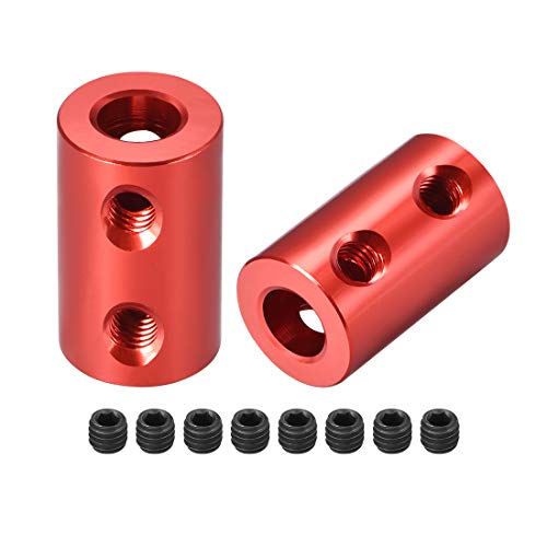 sourcing map Starre Kupplungsschraube mit 6 mm bis 6 mm Bohrung L20XD12 Aluminiumlegierung, Wellenkupplungsverbinder, Motorzubehör, Rot, 2 Stück