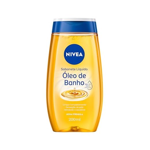 NIVEA Sabonete Líquido Óleo de Banho 200ml - Com 55% de óleos naturais, produz espuma cremosa e proporciona hidratação intensa, maciez e cuidado único com a pele