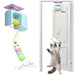 Pixibond Door Hanging Cat Toys for Indoor Cats Adult Kitten, Interactive Cat Toys Automatic Retractable Cat Enrichment Toys for Door Wall Ceiling, Self Play Hunting Exercising Boredom Mouse Toy