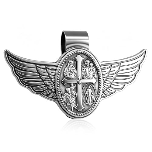 Image of Cross Guardian Angel Visor Clips for Cars,Guardian Angel for Car Visor Clip for Praying Safe Driving,Car Cross Guardians Angels Gift for New Driver Catholic Cars Accessories