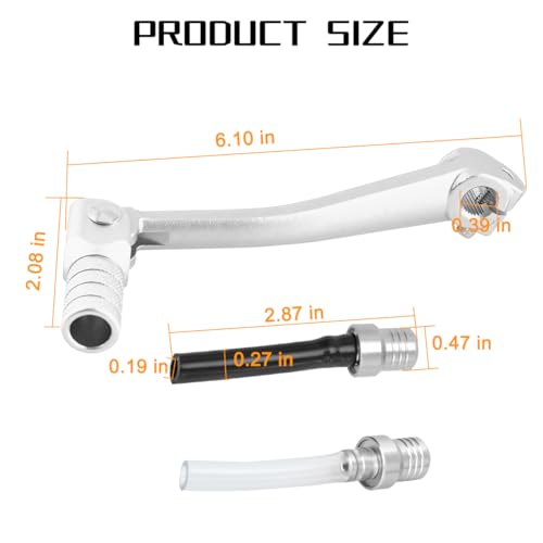 Image of Motorcycle Folding Gear Shifter Shift Lever, Foldable Motorbike Pedal Shifter Replacement Accessories with Tank Cap Vent Hose Tube, Fit for 50cc 70cc 90cc 110cc Pit Dirt Bike Parts (Silver)