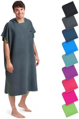 Fit-Flip Badeponcho aus Mikrofaser für Damen, Herren und Kinder | schnelltrocknend, kompakt und ultraleicht, Strandponcho für Erwachsene mit Kapuze, Kapuzenhandtuch für Mädchen und