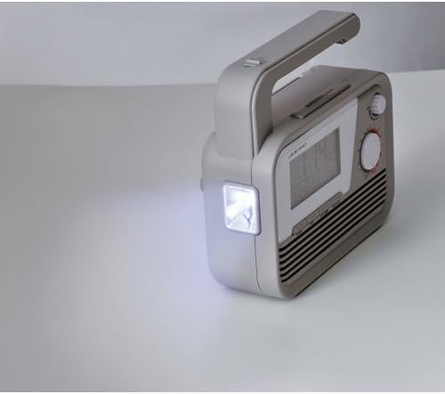 Close-up of the ADESSO Dynamo Radio Atomic Clock C-6020 control panel and digital display