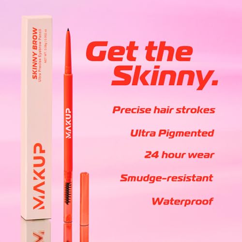 Makup Beauty Skinny Brow - Ultra Thin Eyebrow Pencil, Waterproof, Precise Micro Brow Pencil creates Hair-like Strokes for Full, Natural Brows (Brunette)