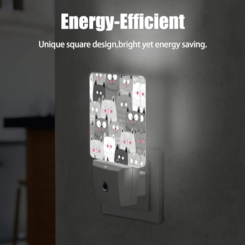 Image of Gray Cartoon Cat Night Light Plug in Wall Lamp Smart Dusk to Dawn Sensor for Home Decorative, Kids Room Bedroom Bathroom Kitchen Hallway Gifts