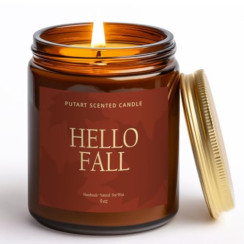 Pumpkin Spice Fall Candles for Home Scented, Natural Soy Wax Arom...