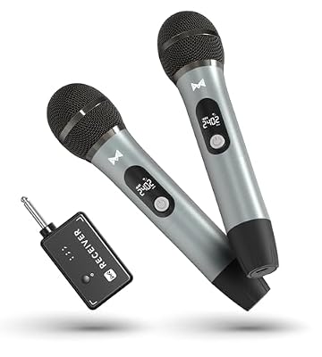 Wireless Microphones, Wireless Microphone with One-To-One Chip Connection, Volume Control, 200-Foot Receiving Distance, All-Metal Tube Microphone, Suitable for Video Recording, Family Gatherings