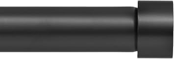 Ivilon Side Window Curtain Rod - End Cap Style Design 1 Inch Pole. 16 to 28 Inch Color Black