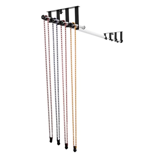 Photography Manual Backdrop Support System 4 Roller, Wall Ceiling Mount Background Holder with 8 Fold Hooks, 8 Expand Bars, 4 Chains for Home Studio Live Stream Video