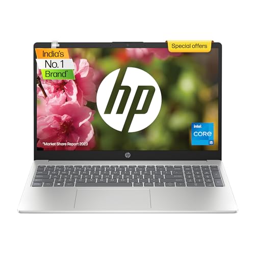 HP Laptop 15, 13th Gen Intel Core i5-1335U, 15.6-inch (39.6 cm), FHD, 16GB DDR4, 512GB SSD, Intel Iris Xe Graphics, FHD Camera w/Privacy Shutter (Win 11, MSO 2021, Silver, 1.59 kg), fd0013TU