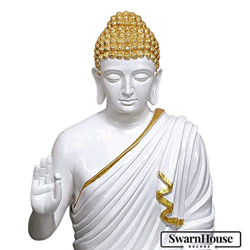 Image of Swarn House Decor's Beautiful Sitting Buddha Idol Statue For Home & Garden - Big Size 2 Feet, Fantasy, Multicolour