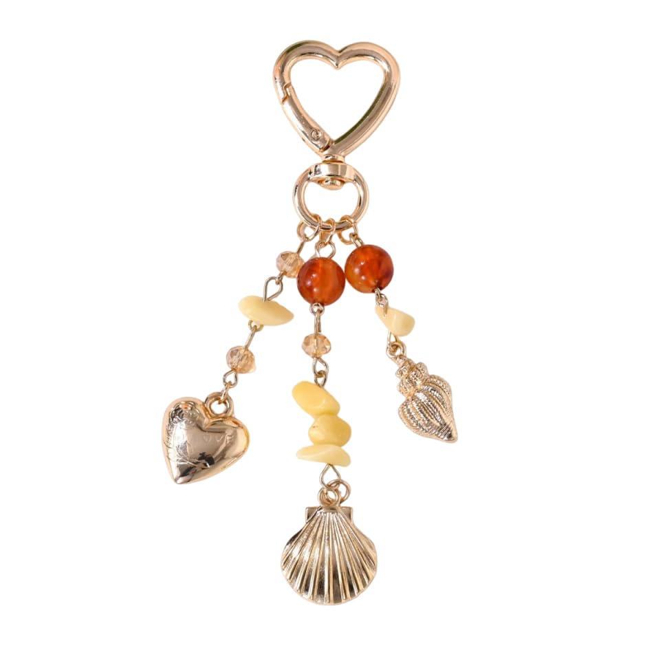 Image of Gold Keychain Sun Starfish Bag Charms for Purse Handbag Backpack Tote Bags Decor Accessories