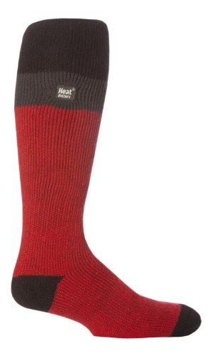 Heat Holders - Mens Extra Long Winter Warm Thick Heavy Thermal Ski Skiing Socks (Red/Charcoal/Black)